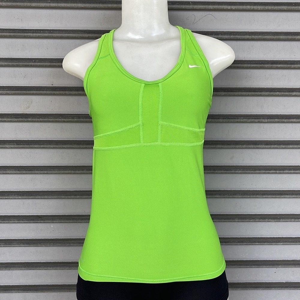 Nike Dri-FIT Lime Green Built In Shelf Bra Racerback Tank Top Size Small